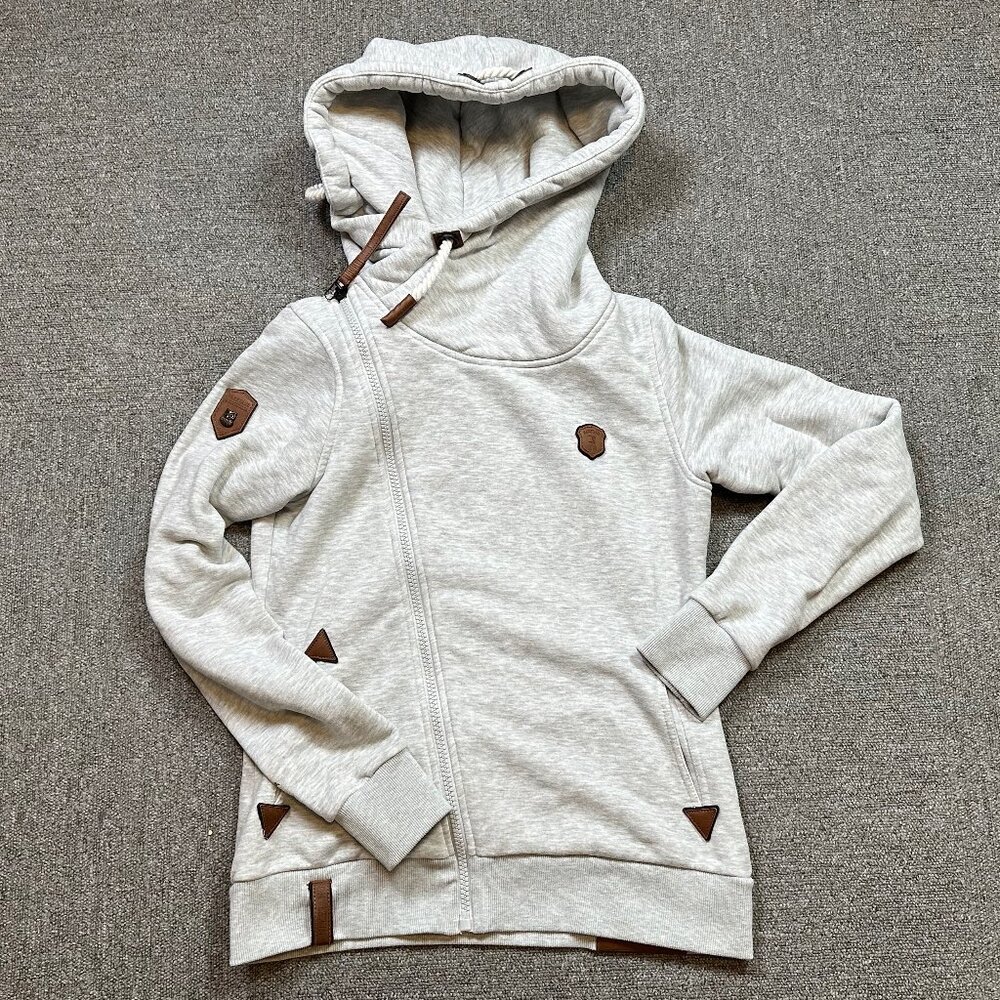Naketano Path Cowl Neck Sweatshirt in Stone Gray Size Large